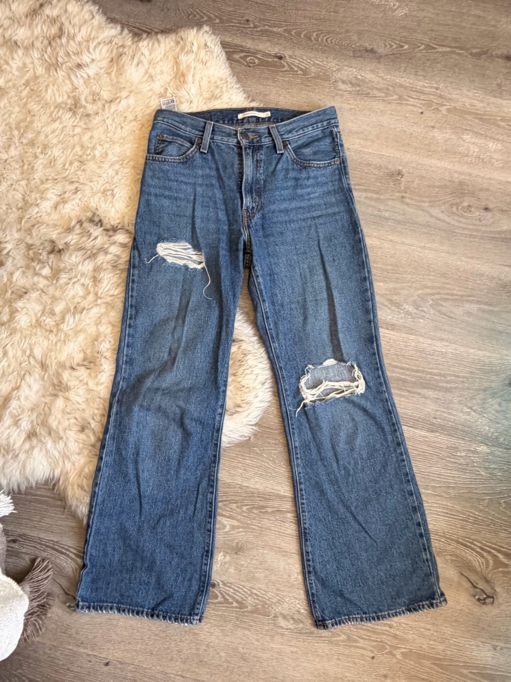 Levi’s High-Rise Distressed Blue Denim Jeans